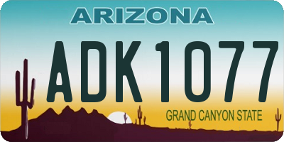 AZ license plate ADK1077