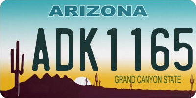 AZ license plate ADK1165