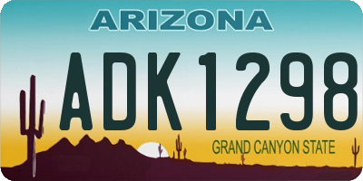 AZ license plate ADK1298