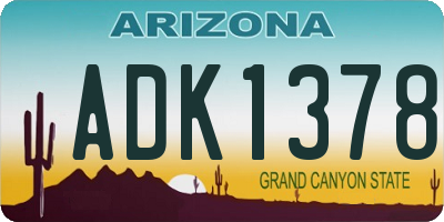 AZ license plate ADK1378