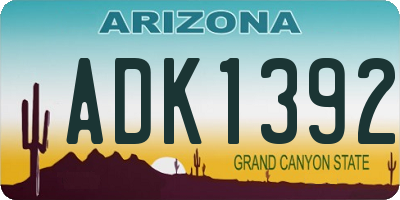 AZ license plate ADK1392