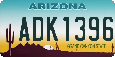 AZ license plate ADK1396