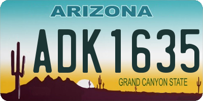 AZ license plate ADK1635