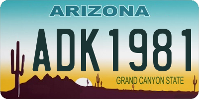 AZ license plate ADK1981