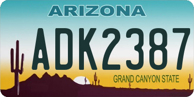 AZ license plate ADK2387