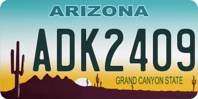 AZ license plate ADK2409