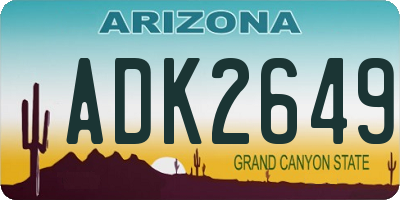 AZ license plate ADK2649