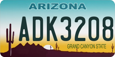 AZ license plate ADK3208
