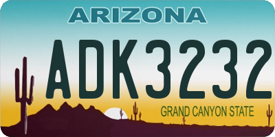 AZ license plate ADK3232