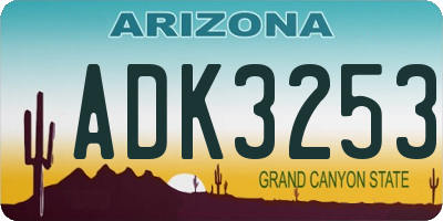 AZ license plate ADK3253