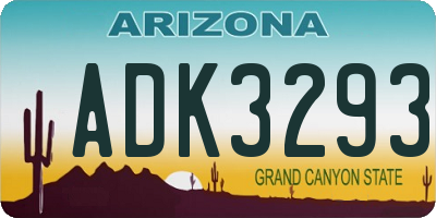 AZ license plate ADK3293