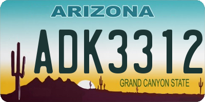 AZ license plate ADK3312
