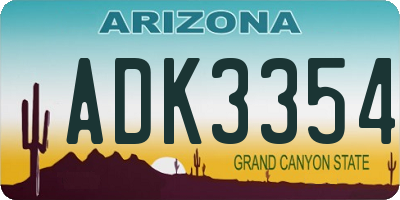 AZ license plate ADK3354