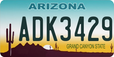 AZ license plate ADK3429