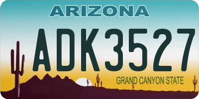 AZ license plate ADK3527