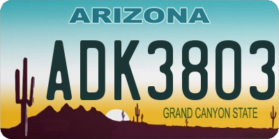 AZ license plate ADK3803