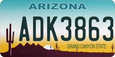 AZ license plate ADK3863