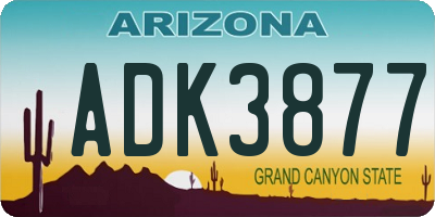 AZ license plate ADK3877