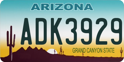 AZ license plate ADK3929