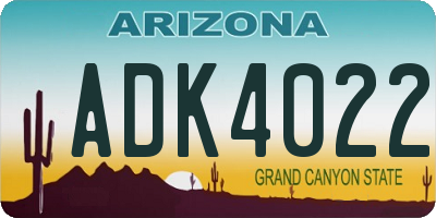 AZ license plate ADK4022