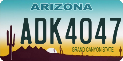 AZ license plate ADK4047