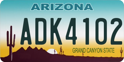 AZ license plate ADK4102