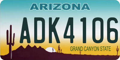 AZ license plate ADK4106