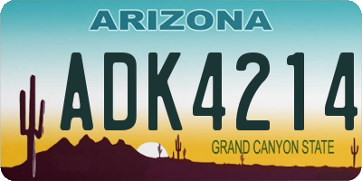 AZ license plate ADK4214