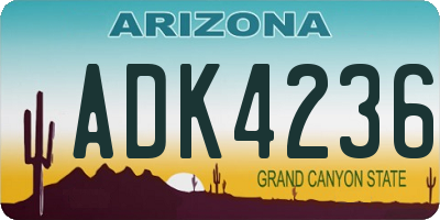 AZ license plate ADK4236