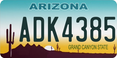 AZ license plate ADK4385