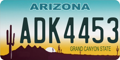 AZ license plate ADK4453