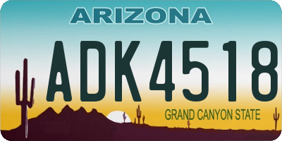 AZ license plate ADK4518