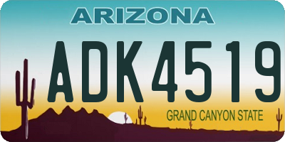 AZ license plate ADK4519