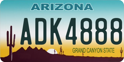 AZ license plate ADK4888