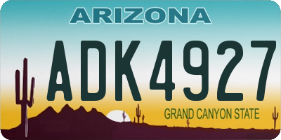 AZ license plate ADK4927