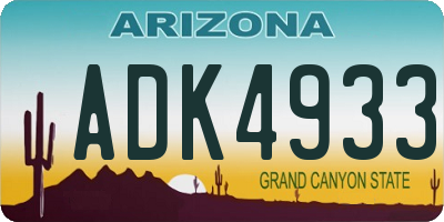 AZ license plate ADK4933