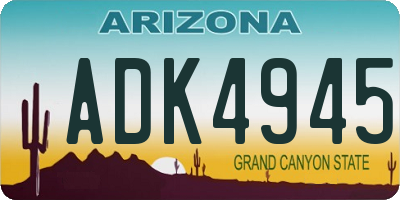 AZ license plate ADK4945
