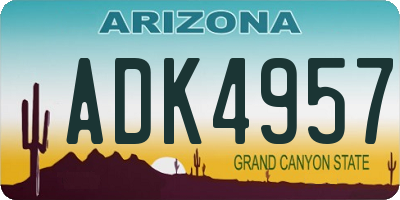 AZ license plate ADK4957
