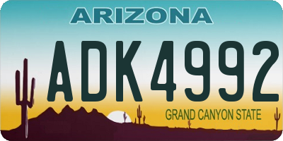 AZ license plate ADK4992