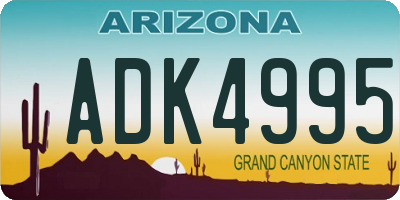 AZ license plate ADK4995