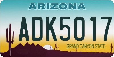 AZ license plate ADK5017