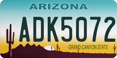AZ license plate ADK5072