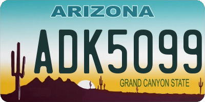 AZ license plate ADK5099