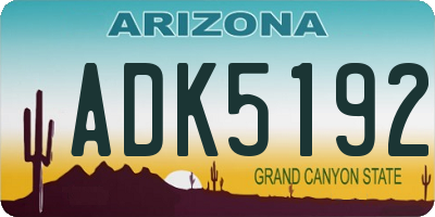 AZ license plate ADK5192