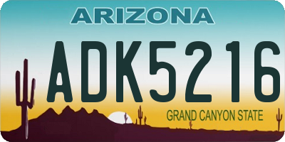 AZ license plate ADK5216