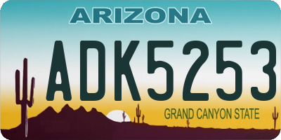 AZ license plate ADK5253