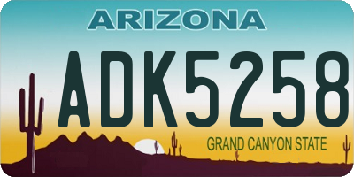 AZ license plate ADK5258