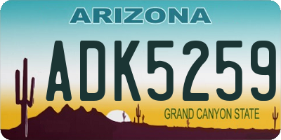 AZ license plate ADK5259