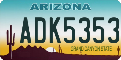 AZ license plate ADK5353