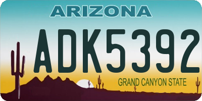 AZ license plate ADK5392